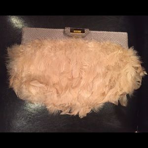 ASOS Peach and Gray Feather Clutch