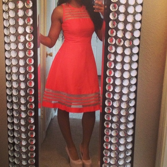 Dresses & Skirts - Semi flare knee length tangerine colored dress Dresses & Skirts - Semi flare knee length tangerine colored dress