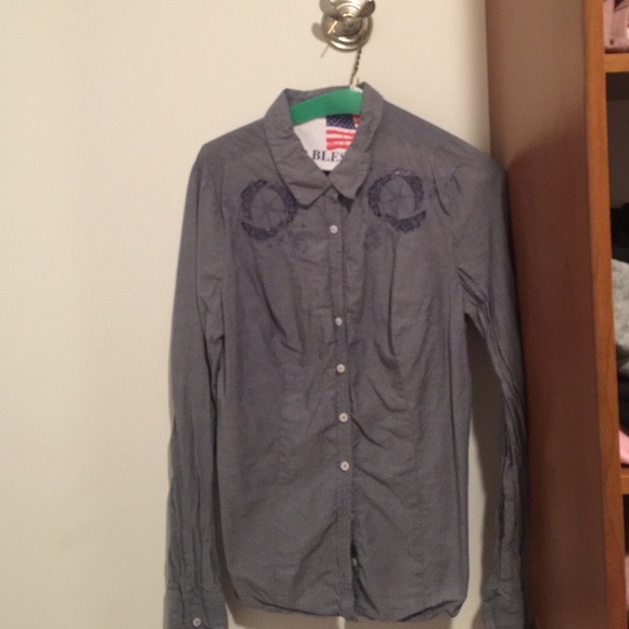 Greyish/blue button down