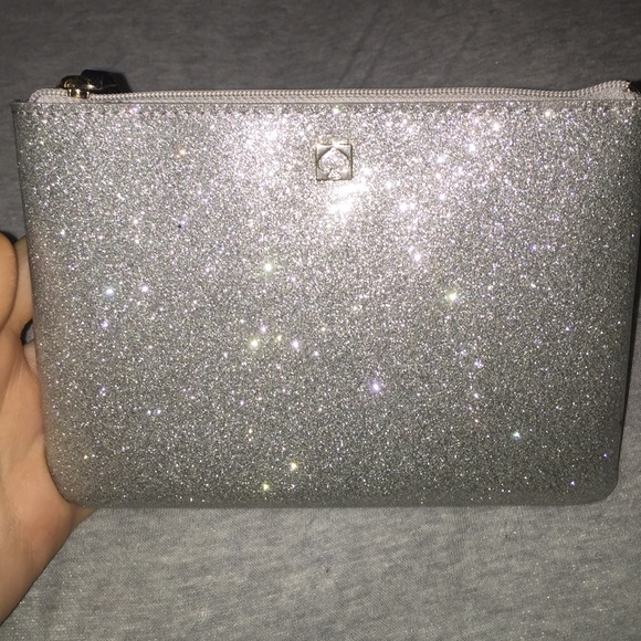 Kate Spade New York slg mini pouch glittery silver
