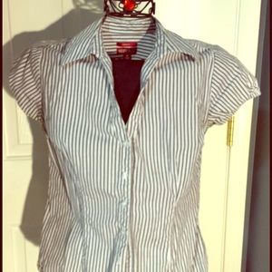 Merona grey&white stripe blouse.