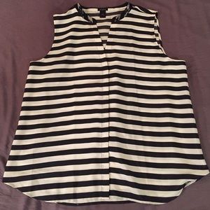 Ann Taylor Black/White Stripe Sleeveless Blouse