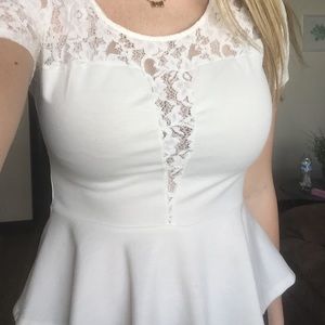Francesca's lace detail peekaboo shirt