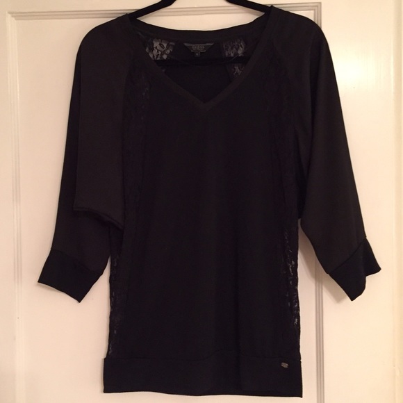 Guess Lace Sheer V neck Blouse