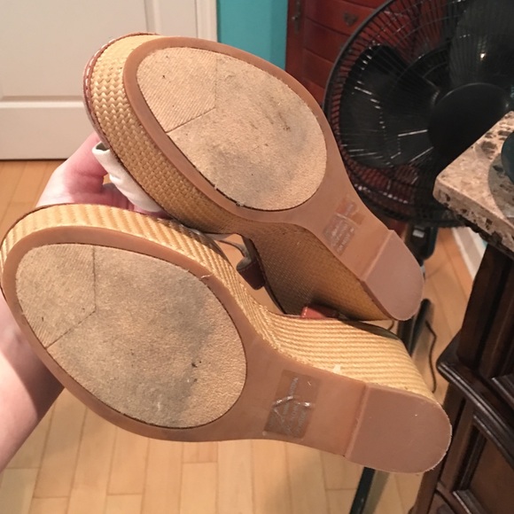 White cloth wedges size 9 medium height - Picture 3 of 3