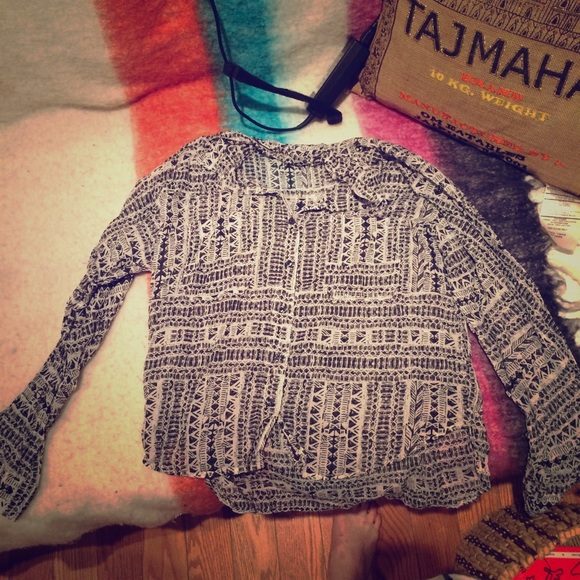 BDG white and black collared cotton shirt