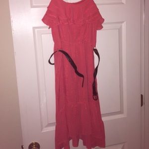 Coral spaghetti strap dress, comes with belt