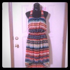 CLEARANCE!! Vibrant colored Aztec dress. Worn once