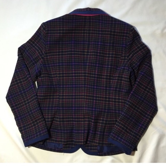 SOLD Merona Navy Plaid Striped Blazer Jacket - Picture 3 of 4