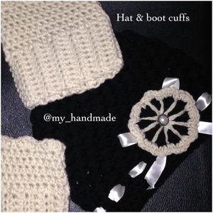 Handmade hat and boot cuff set!