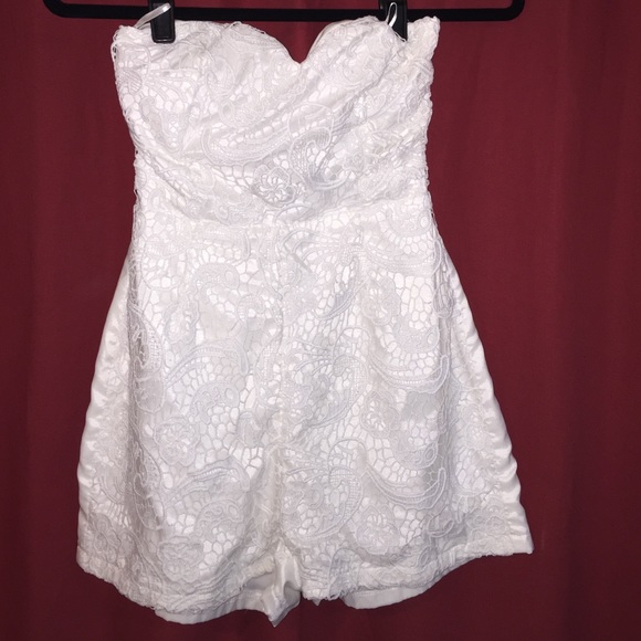 PRICE DROP short white floral lace romper.