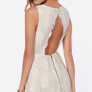Lulu's Antique Technique Cream Dress