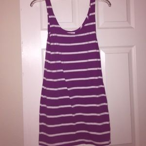 Purple and white stripped tight mini dress