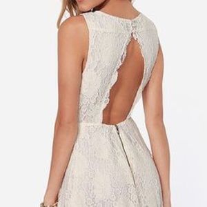LuLu's Antique Technique Cream Lace Dress