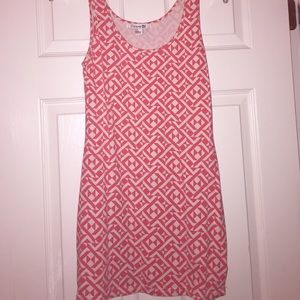 Coral/ pink Aztec print tight mini dress