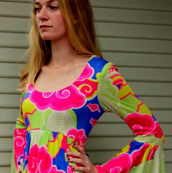 ❌SOLD!❌Vintage NEIMAN MARCUS 70s hippie Maxi Dress - Picture 3 of 4