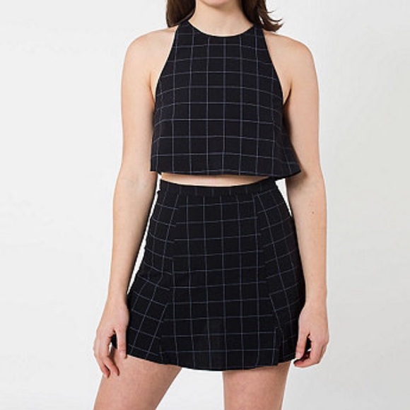 NWT American Apparel Lulu Grid Print Skirt Large - Picture 2 of 2