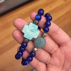 Set of blue elastic bracelets