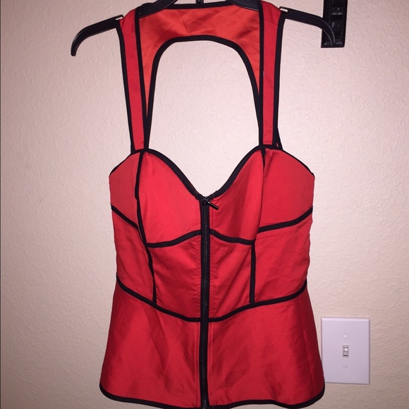 Bebe Red Peplum Top BNWT size XL