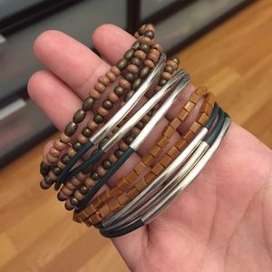 Set of brown and green bracelets