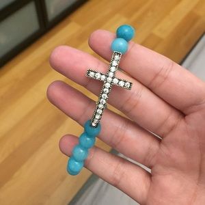 Blue cross bracelet