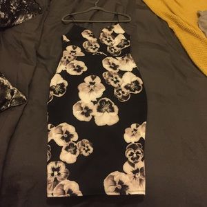 Asos Floral black/white midi