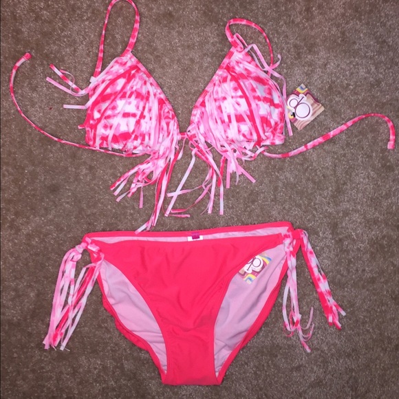 Coral Fringe Bikini. BNWT.