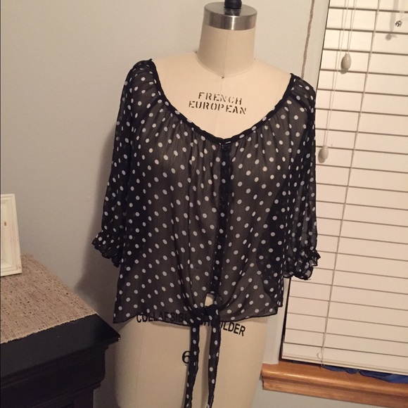 Sheer polka dot long sleeve