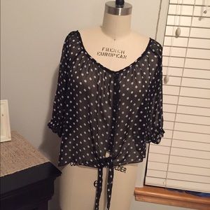 Sheer polka dot long sleeve