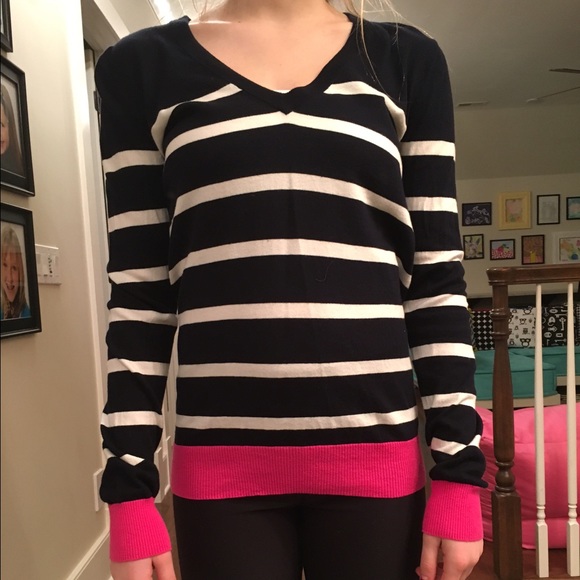 JCrew Pink and Navy sweater