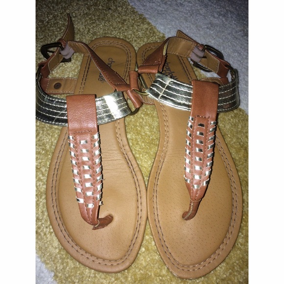 Brown and gold sandals