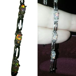 FINAL! FIRE OPAL 925 PLATINUM TENNIS BRACELET