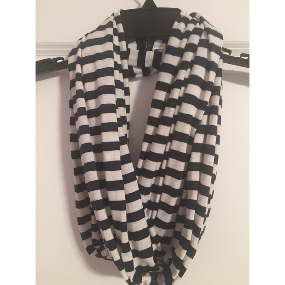 Navy and White Striped Infinity Scarf