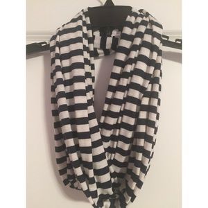 Navy and White Striped Infinity Scarf