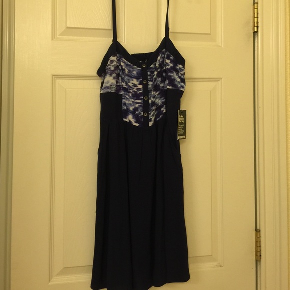 Navy blue spaghetti strap dress