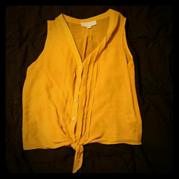 Tie front tank top. Mustard yellow