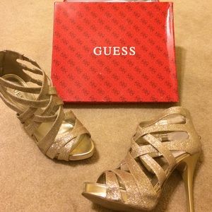Gold Glitter Guess Heels