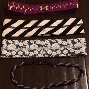 3 Lululemon headbands and 1 under armor headband