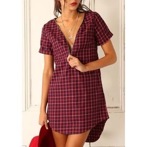 Plaid Zipper Dress