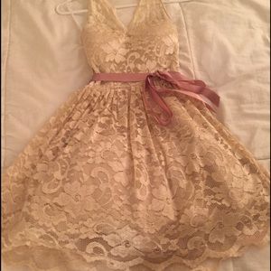 Lace Beige Halter Dress