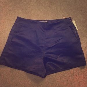 Navy blue satin shorts