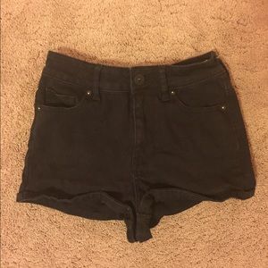Super high-rise black denim shorts