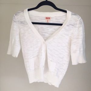 White Short Sleeved Cardigan