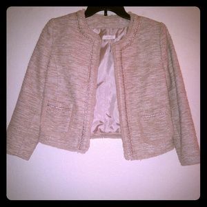 FRENCHI CROPPED TWEED CREAM JACKET SZ MEDIUM