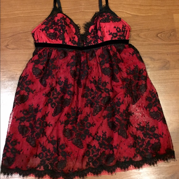 Victoria's Secret Red Babydoll w/Black Lace