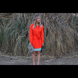 Bright red vintage peacoat