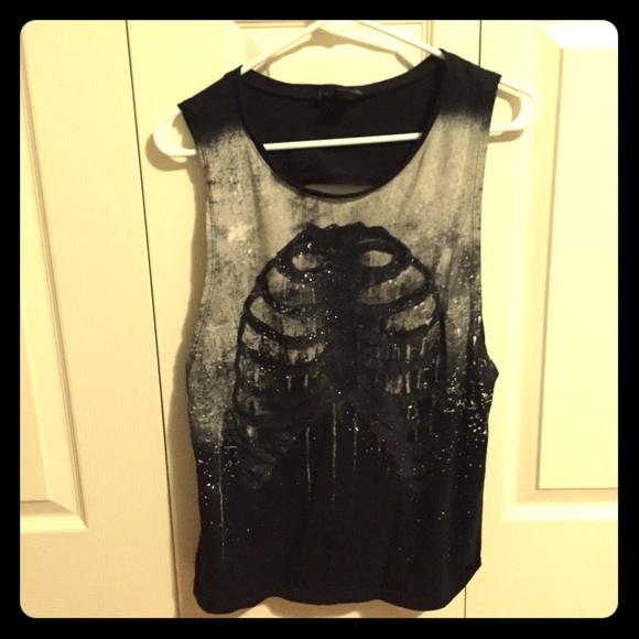 Open Back Glitter Rib Cage Tank