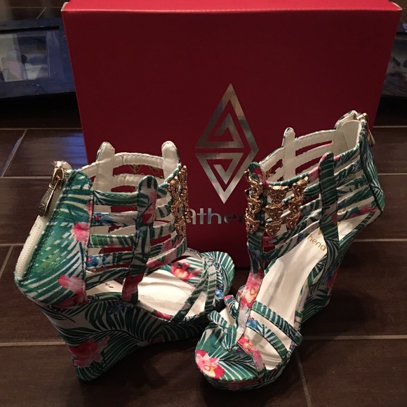 Athena Alexander Floral Wedge Heels