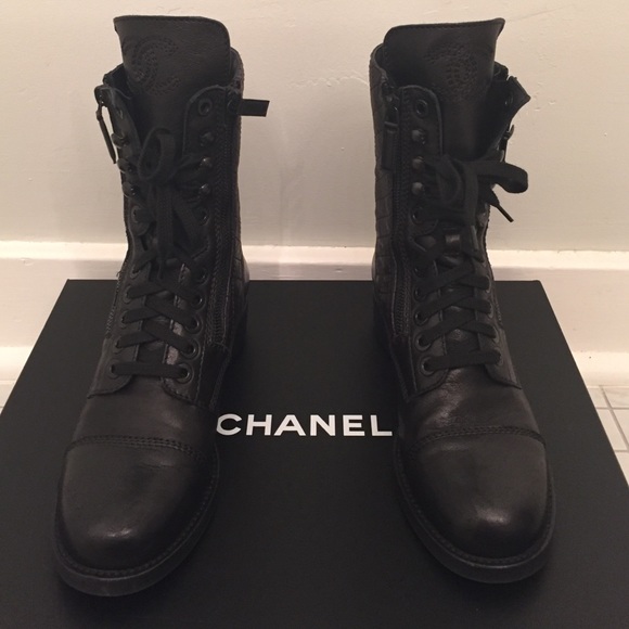 CHANEL Shoes - Black Chanel combat boots.