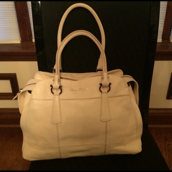 White Ferragamo purse